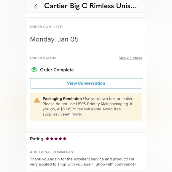 Cartier Big C Rimless Unisex Sunglasses - Picture 7 of 9